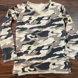 Worn once distressed camo sweatshirt size xs